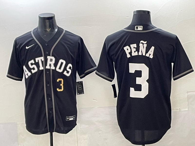 Men Houston Astros 3 Pena Black Nike 2025 MLB Jersey 003